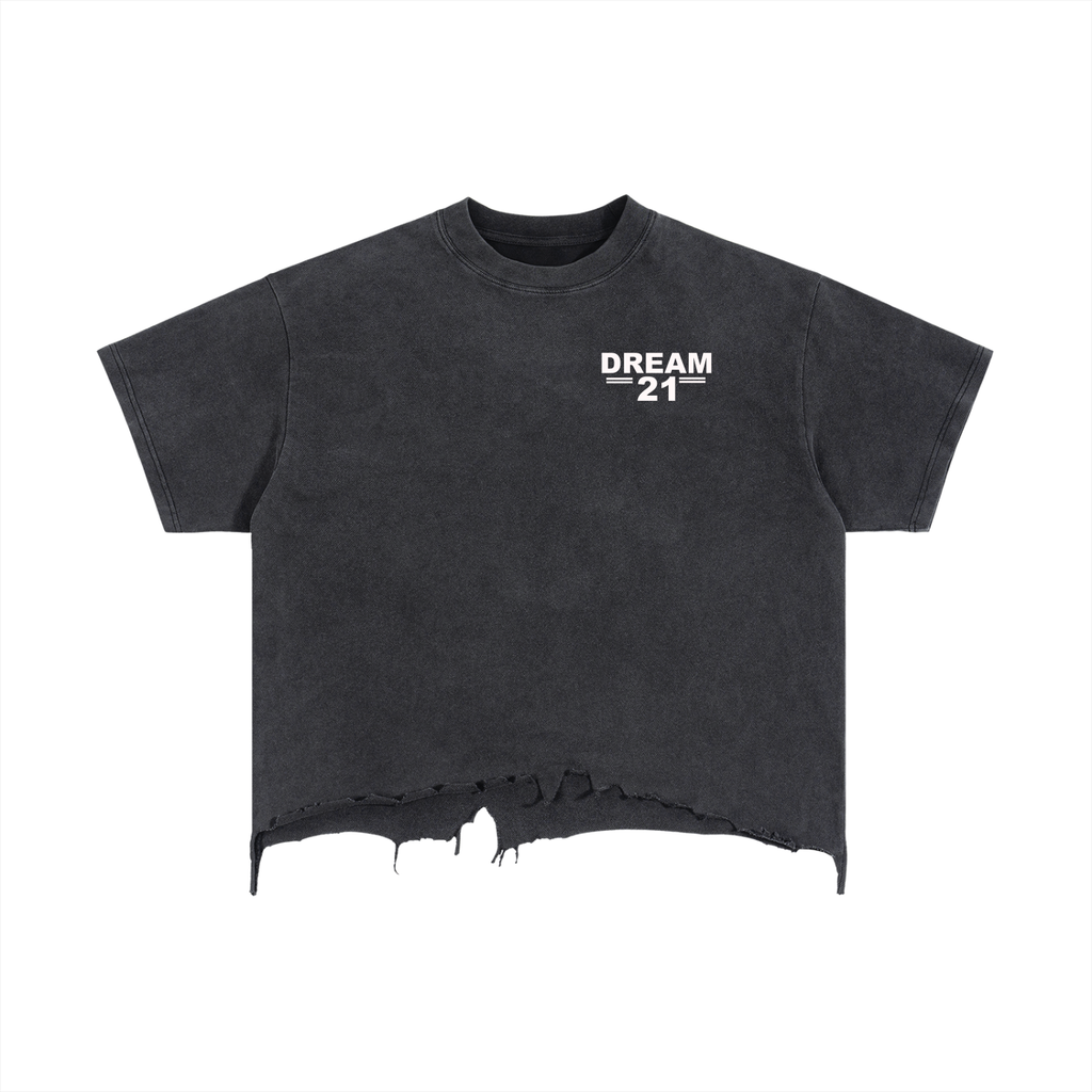 Vintage Wash Boxy Distressed Hem T-Shirt